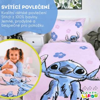 ✨ SVÍTÍCÍ POVLEČENÍ STITCH ✨ Roztomilý parťák pro klidný dětský spánek! 💤 100% bavlna, jemné na dotek, bezpečné pro...